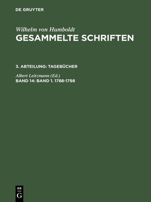cover image of Wilhelm von Humboldt Gesammelte Schriften, Band 14
